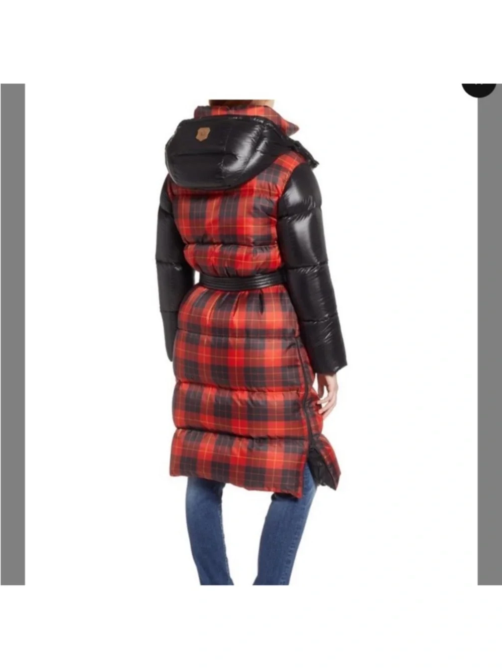 Mackage Haiko Plaid Long Down Coat - Picture 2 of 4